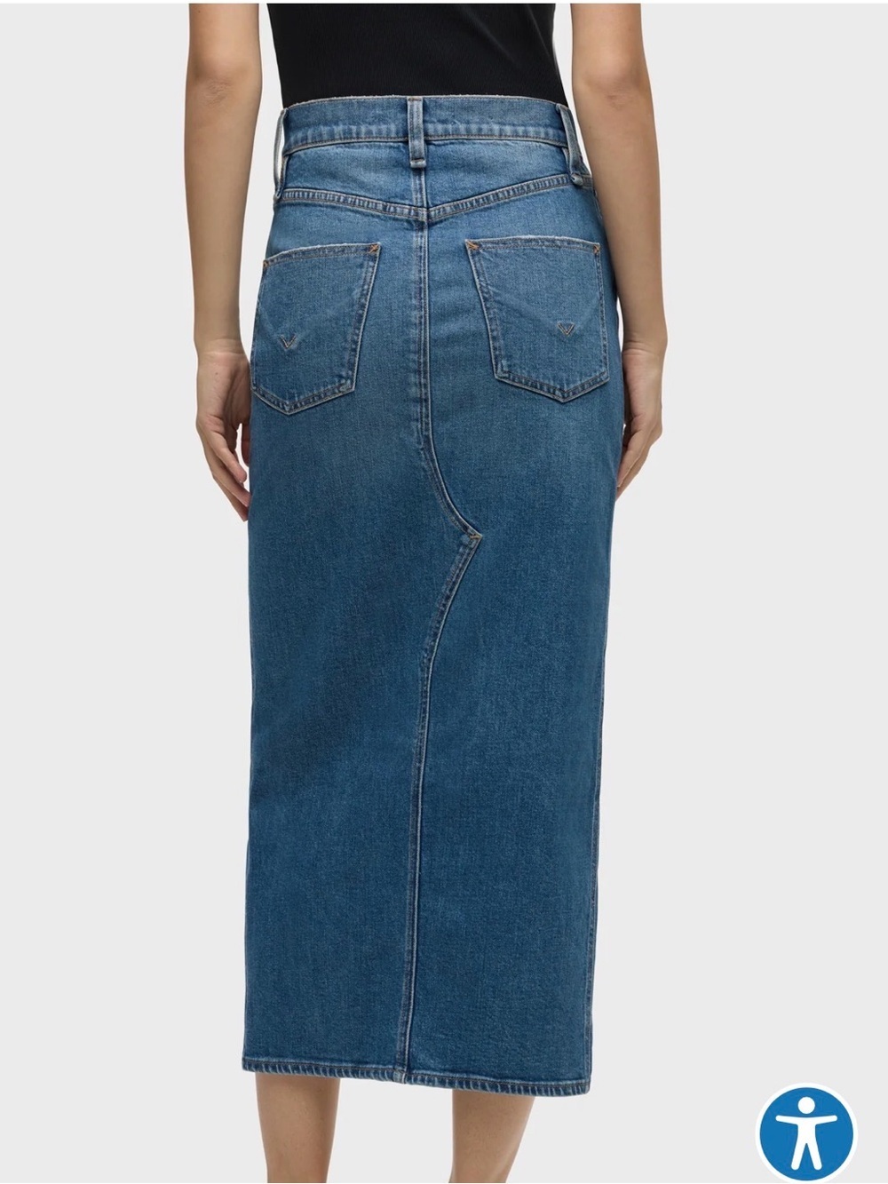 Hudson Jeans Blue Straight-Leg Denim Skirt with Front Slit - Picture 3 of 7